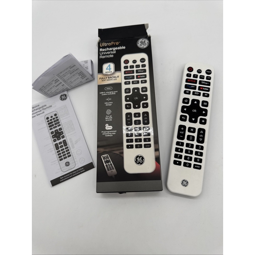 Original 80984 For GE 4 Device Backlit Rechargeable Universal Remote Control